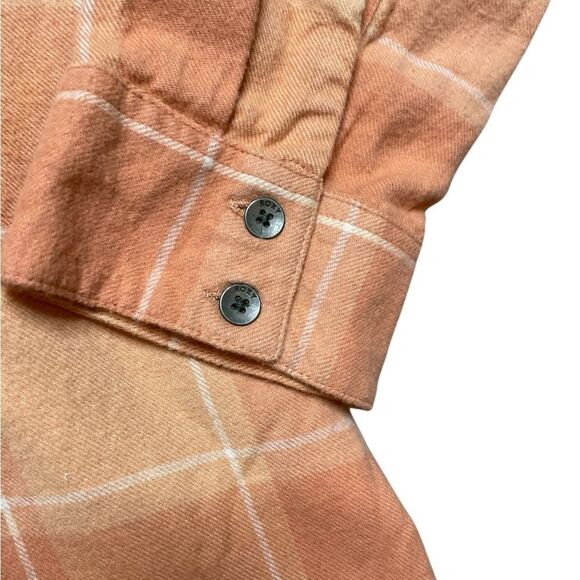 NWT ROXY Turn It Up Check Button Down Shirt Orange White Size Large - Picture 8 of 10